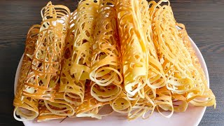 Sweet crunchy cobweb pancakes recipe | Street food Grandma's recipe