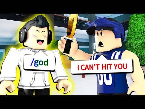 Using God Mode Command In Murder Mystery Roblox Youtube - how to get god aim in roblox mmx works