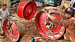 How to Repair Bent Wheel | How to Recondition Wheel Rim of Tractor