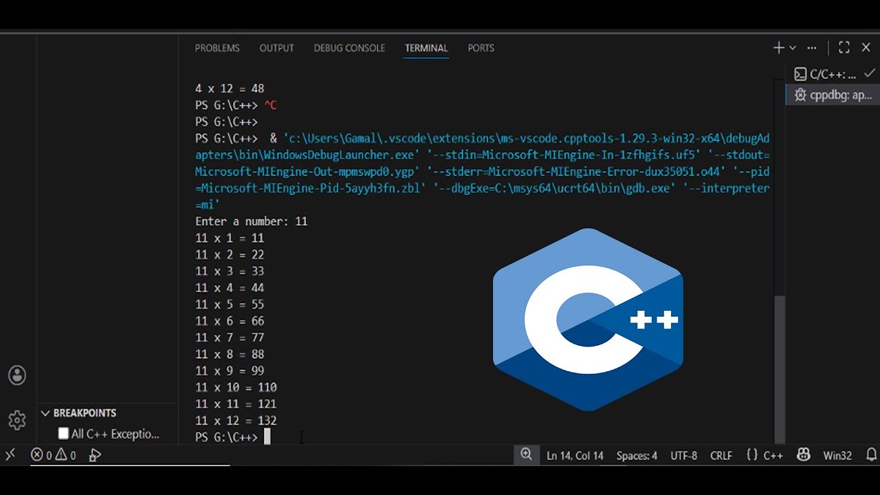 C++ Tutorial 🔥 Create Multiplication Table in VS Code Console Easily ...