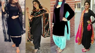 Black Panjabi Suit Designs | Black Colour combination Suit Ideas