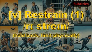 [v] Restrain meaning (hold back, limit physically) with 5 examples