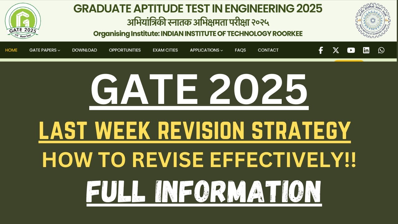 GATE 2025 LAST WEEK STRATEGY || HOW TO REVISE IN LAST WEEK || GATE ...