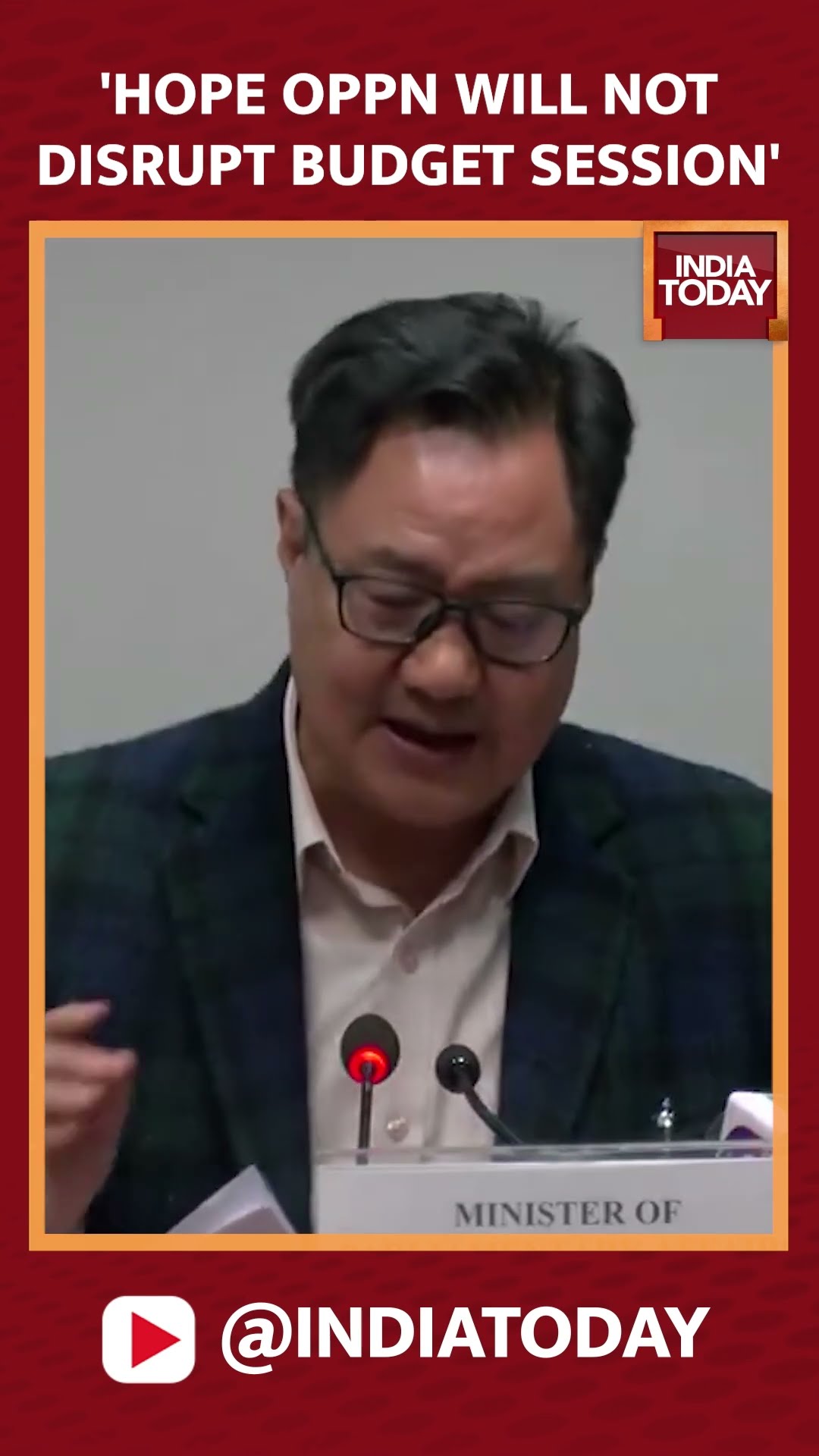 Kiren Rijiju Says, Hope Opposition Won't Disturb Upcoming Budget Session Like The Winter Session