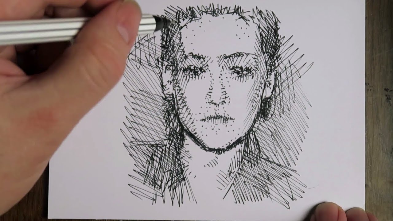 Drawing Kristen Stewart - black fine liner 