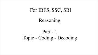 Coding Decoding  Part 1 (Reasoning)