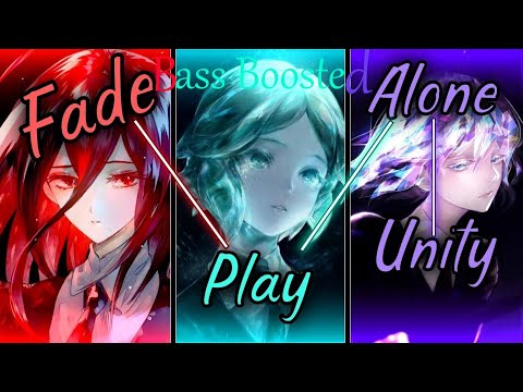 Nightcore - Faded x Play x Alone x Unity (Alan Walker Mashup) ↬ Switching Vocals [Bass Boosted]