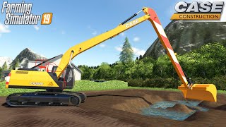 Farming Simulator 19 - CASE CX250D Long Reach Excavator Digging A Pond