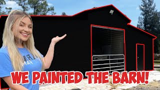 WE PAINTED THE BARN | BUILDING MY DREAM HORSE BARN PART 24!