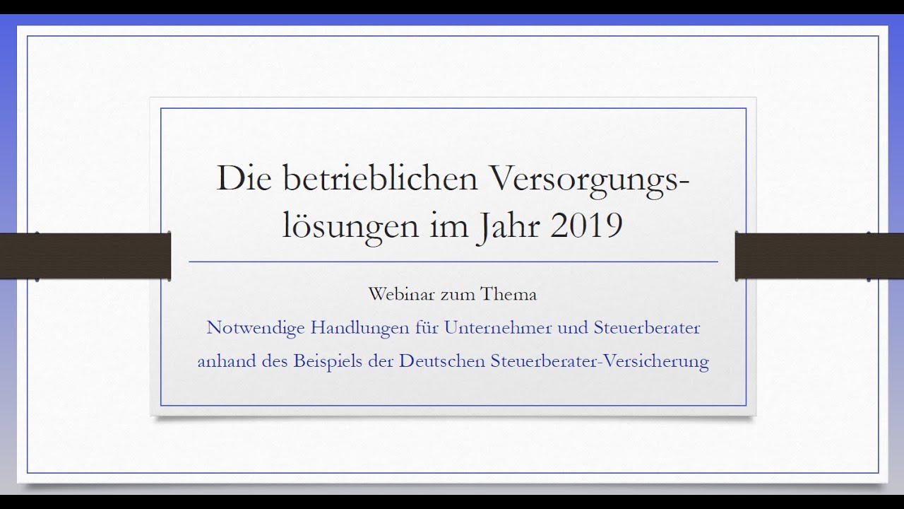 Webinar Aufzeichnung Zum Thema Deutsche Steuerberater Versicherung Gbvl