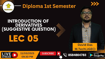 Diploma 1st semester suggestion | Mathematics (Derivative ) | By David Das / Easy2Learning |