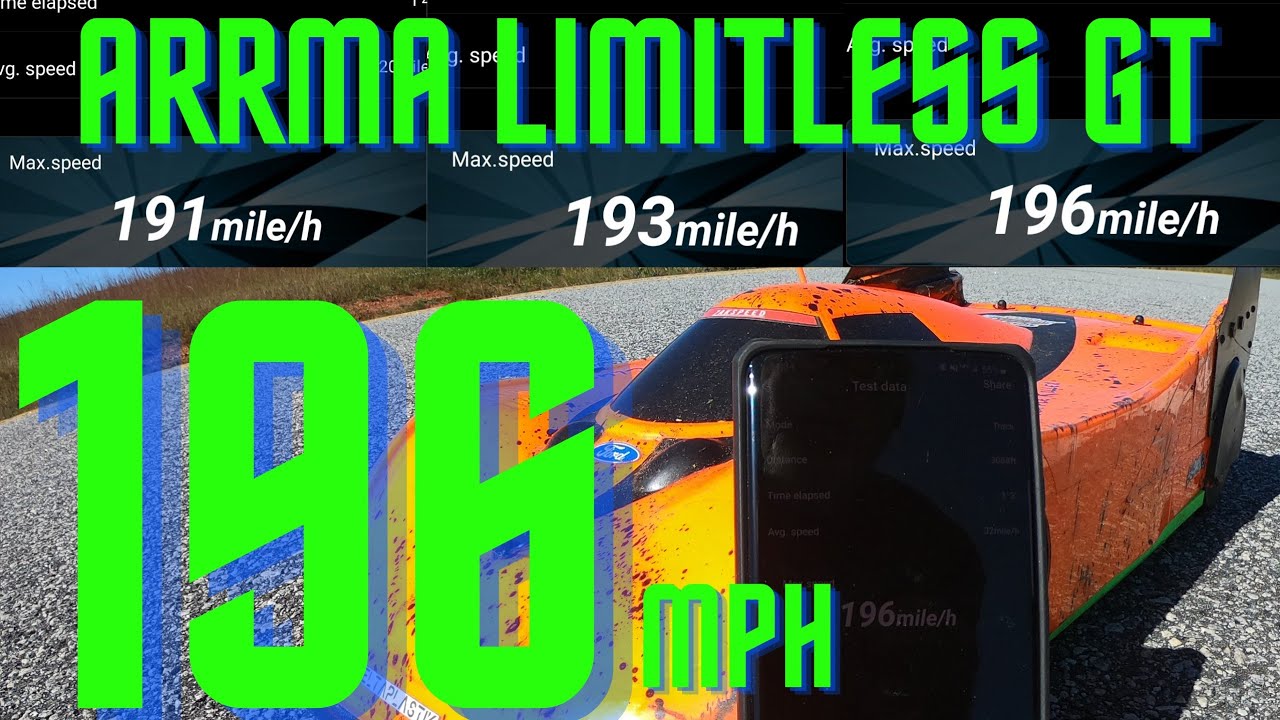 ARRMA LIMITLESS GT speed run NEW PB 196 MPH - YouTube