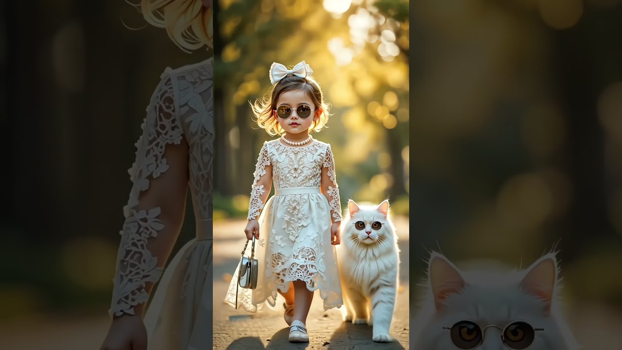 Chic Baby & Cat Strut in Style 😎🐾✨ 