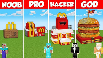 MCDONALDS HOUSE BUILD CHALLENGE - Minecraft Battle: NOOB vs PRO vs HACKER vs GOD / Animation