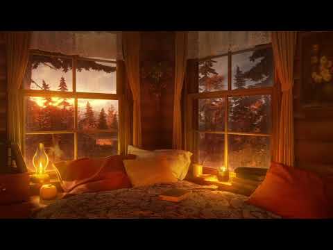 Cozy Autumn Nook - Gentle Rain Sounds & Fireplace on Window | 3 Hours