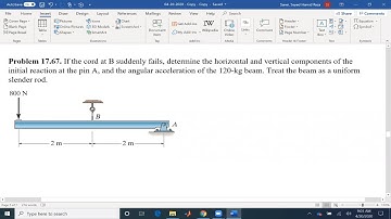 Dynamics Example 17-67:Kinetics of rigid body example for pin reactions upon failure of cord