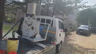 낚시터 슬러지 이송 깊이50M 길이 200M -로얄플랜트 호스펌프