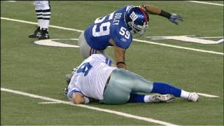 Romo injures shoulder - Cowboys QB Tony Romo takes a hard hit after a pass completi