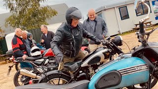 PATHFINDER CAFE Motorcycles BRITISH ENGINEERING Upgrades MAEVING Electric Bike at BLACKBUSHE Airport
