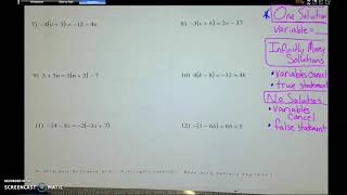One Solution, Infinitely Many Solutions, No Solutions