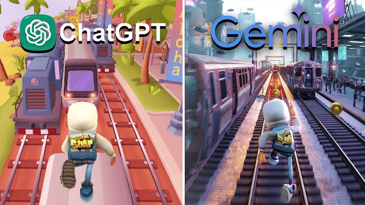 Chatgpt vs Gemini Make Subway Surfers From Zero - YouTube
