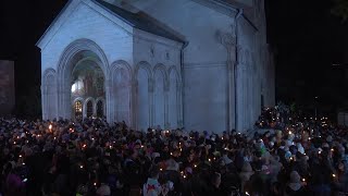 Georgian protesters against 'Russia-style' media law mark Orthodox Easter with candlelight vigil