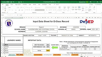 E-Class Record with Grading Sheet for JHS and SHS S.Y. 2020-2021