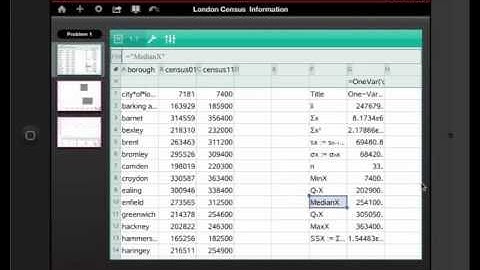 One Variable Statistics for Large Sets of Data on TiNspire iPad App