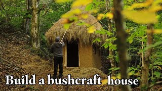 Bushcraft house in the forest made of clay. From start to finish