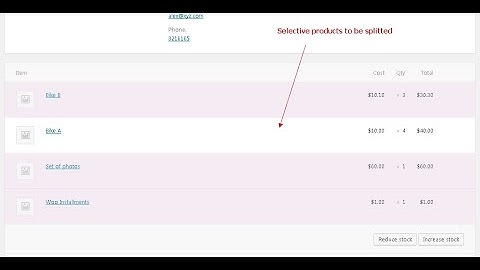 Select products to split manually - Order Splitter for WooCommerce
