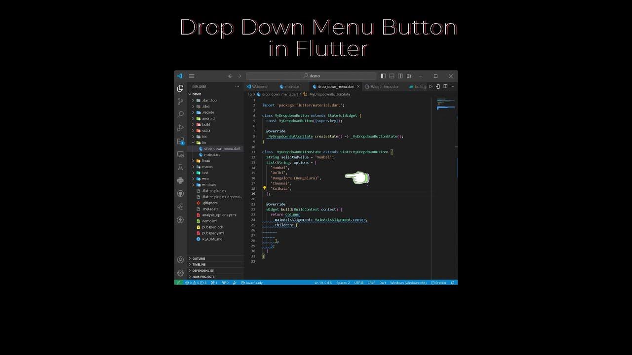 Flutter Drop Down Menu Button || #shorts #flutter - YouTube