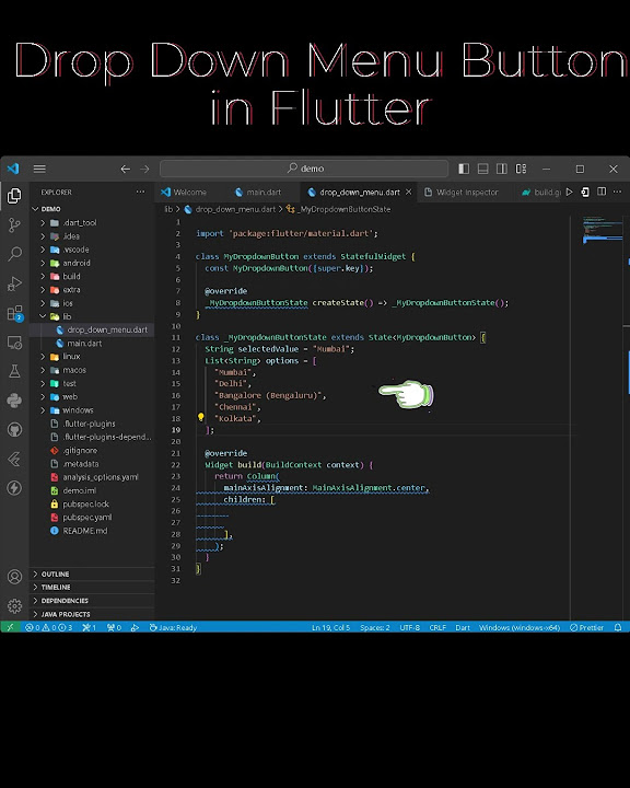 Flutter Drop Down Menu Button || #shorts #flutter - YouTube