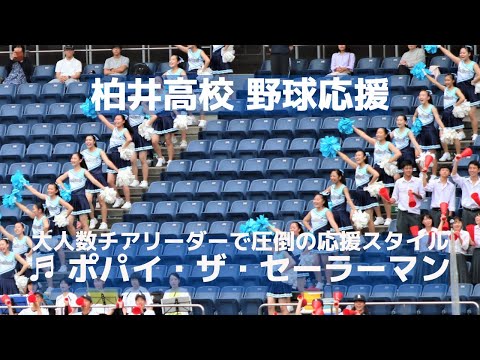 柏井高校 野球応援「ポパイ・ザ・セーラーマン」大人数のチアリーダーで圧倒の応援スタイル（千葉県高校野球応援2019）