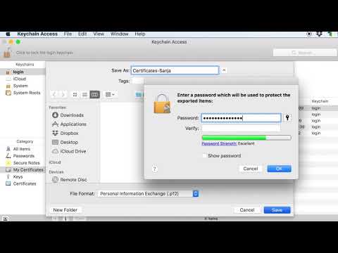 Izvoz potrdila iz shrambe "Keychain Access" na MAC OS
