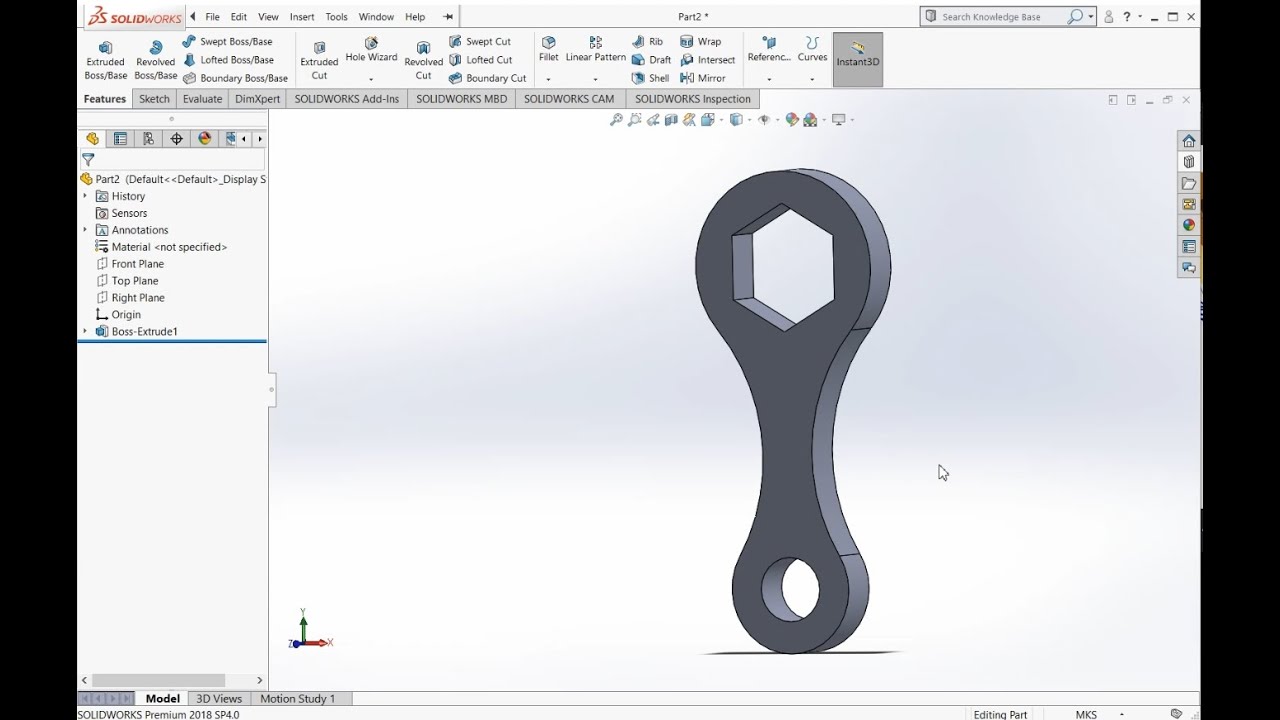 SolidWorks Beginner Tutorial | Create 3D Model from 2D Sketch | Step by ...