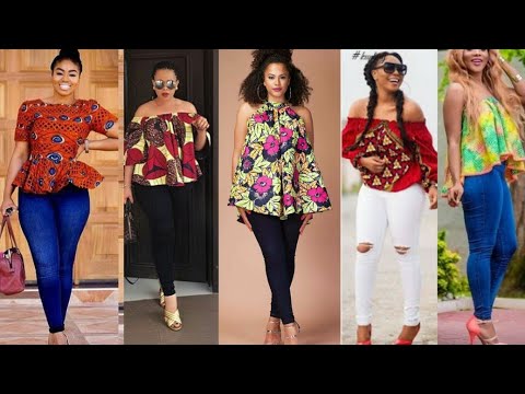 2021 Latest Ankara Tops with Jeans styles| #ankara blouse and different  Jeans(Denim) - YouTube