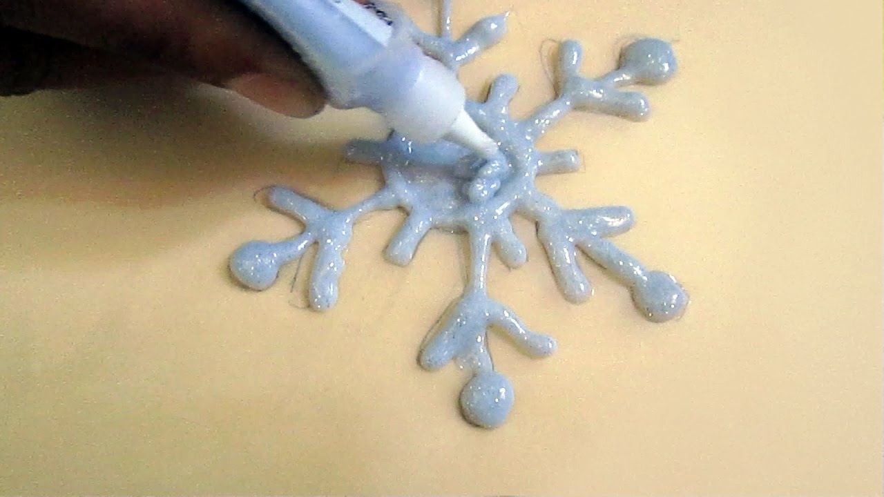 How to make Snow Flakes Using Glitter Glue 