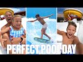 WATER SLIDE SURFING AND LAZY RIVER RIDING | EPIC SUMMER POOL DAY