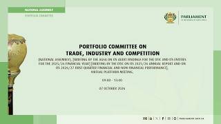 Details Portfolio Committee on Trade, Industry and Competition, 7 October 2026 Update