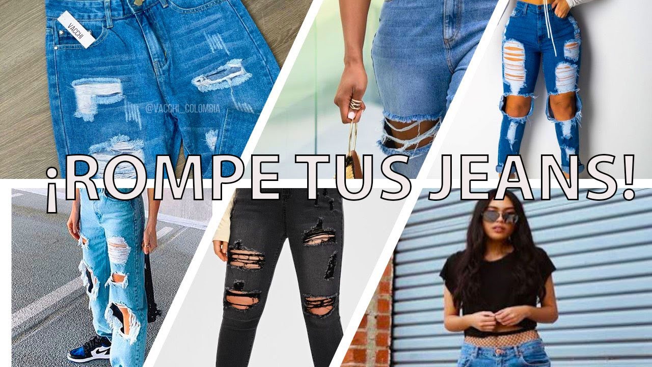 DIY-¡APRENDE A ROMPER TUS JEANS FÁCIL! [Jeans Rotos] - YouTube