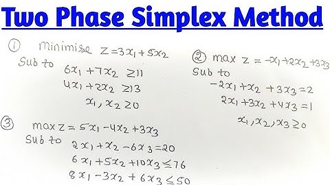Two Phase Simplex Method Operation Research | Two Phase Method in Hindi LPP