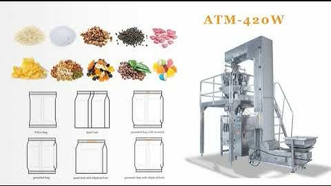 ATM 420W Hot sell Automatic Potato Chips Weighing Packaging Machine, snacks popcorn packing machine