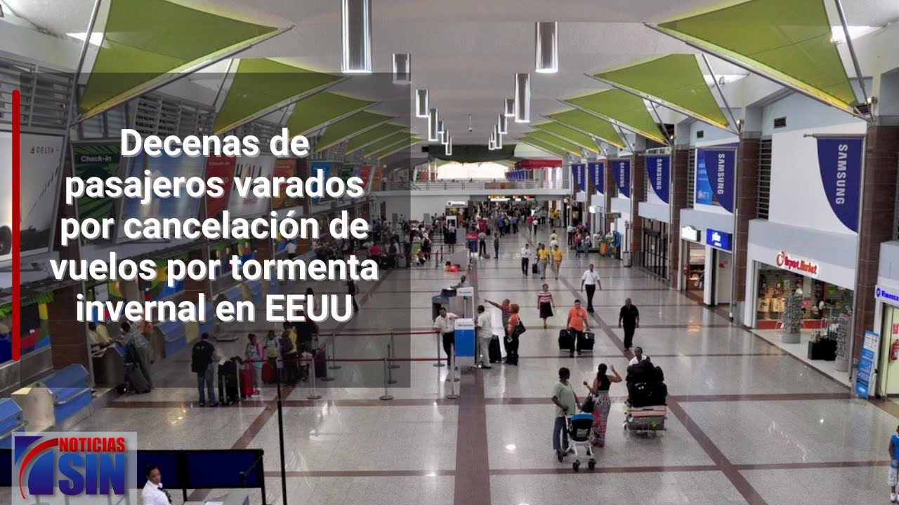 Siguen los pasajeros varados en el AILA por cancelación de vuelos - YouTube
