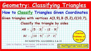 Geometry Classifying classification triangles given coordinates mathgotserved scalen isosceles equil