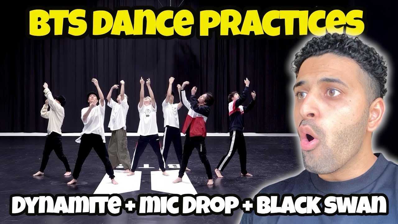FIRST TIME WATCHING BTS DANCE PRACTICES!! | Dynamite + Mic Drop + Black Swan 