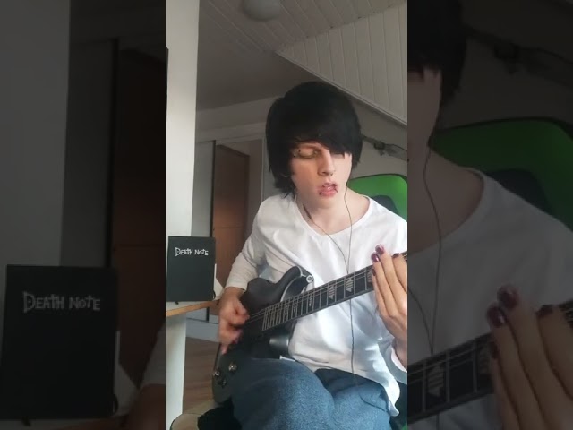 L playing Death Note Opening 2  (Maximum The Hormone - What's Up People Guitar Cover) class=