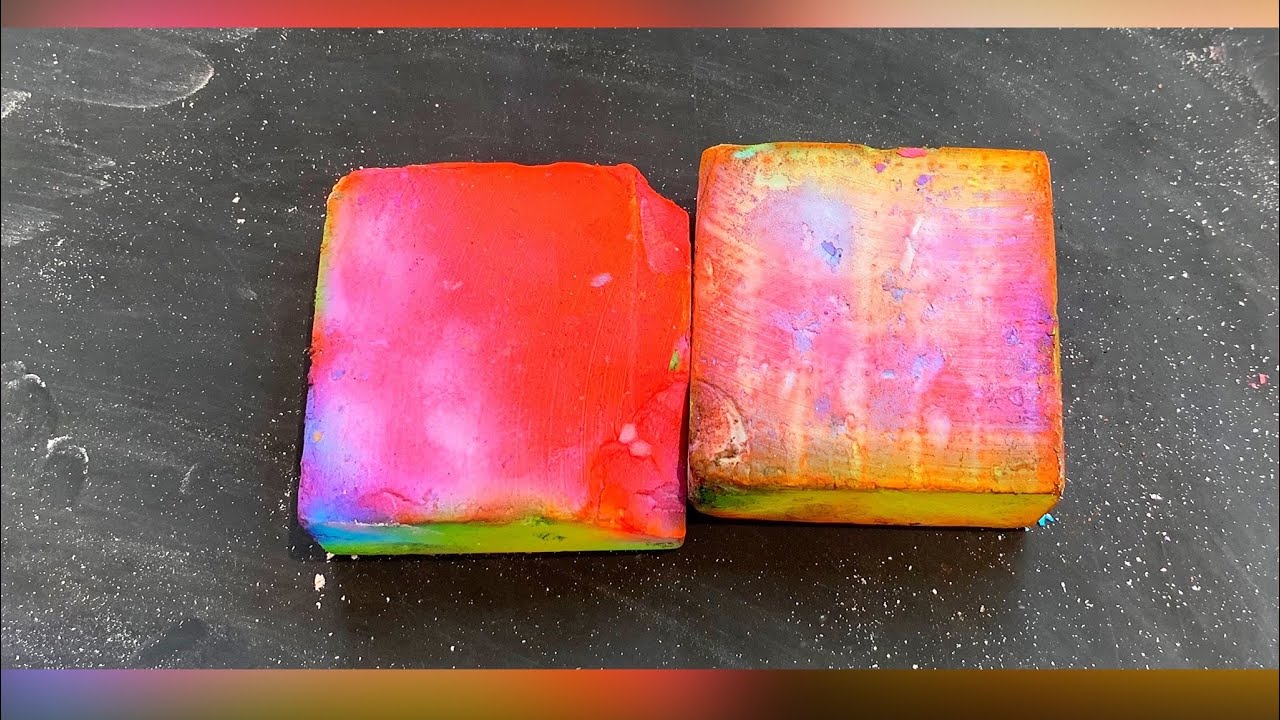 ASMR | 2 Tye dye element blocks | crunchy | powdery | colourful ...
