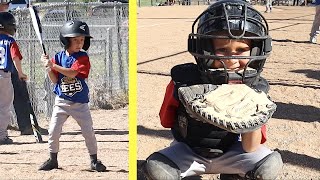 FIRST TIME BEING A BASEBALL CATCHER! ⚾️ HE HIT THE BALL 3 TIMES!!!