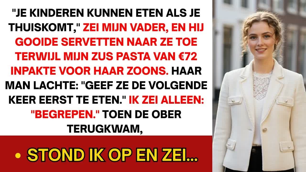 Op de verjaardag van mijn vader bestelde ik geen eten voor mijn kinderen. Mijn familie had het al laten inpakken — voor de kinderen van mijn zus, die er niet eens waren. Mijn eigen kinderen zaten...