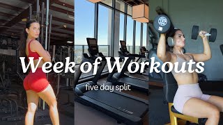 FULL WEEK OF WORKOUTS | *realistic* 5 day split | gym workouts + lagree!